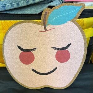 Smiling Apple Face Wall Art Corkboard feel room decoration wall sign new cute